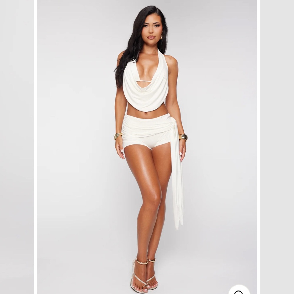 White Halter Top and Shorts Set